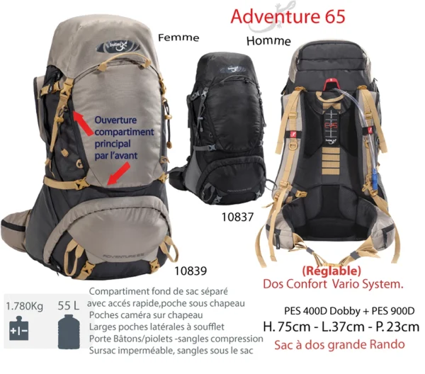 Budget 🧨 Randonnée Freetime Adventure 65l-sac À Dos Plus De 50 L – Sac De Moyenne Randonnée-freetime ✔️ grossiste en ligne 3