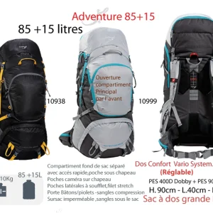 Les achats en ligne Grosses soldes 🔔 Randonnée Freetime Adventure 85+15l-sacs À Dos 85 À 100 L – Sac Grande Randonnée-freetime ⌛ 9