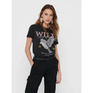 achat Grosses soldes 🤩 Mode- Lifestyle Femme Only T-shirt Manches Courtes Femme Only Onllucy NOIR ✔️ 18